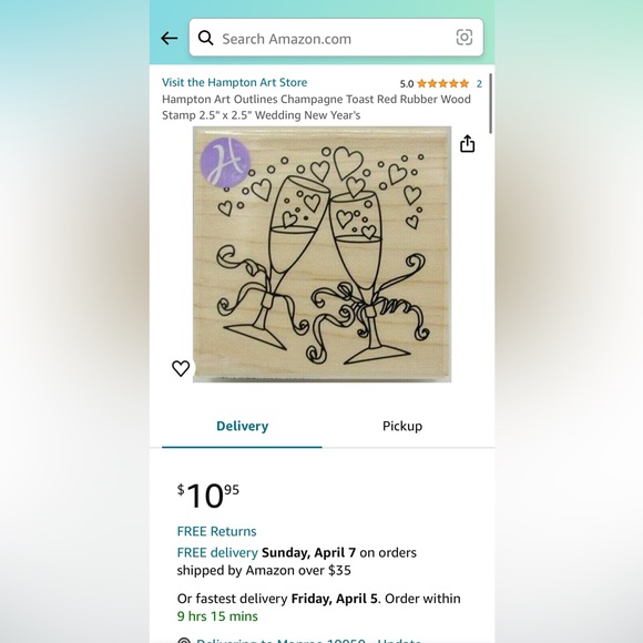 3pc Set Hampton Art Champagne Glass Toast Rubber Stamp Love Wedding Married Ink - Picture 10 of 12